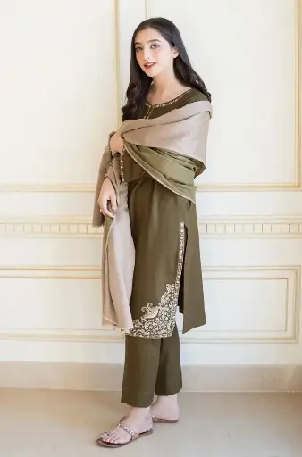 S1 628 embroared suit and plain dupta